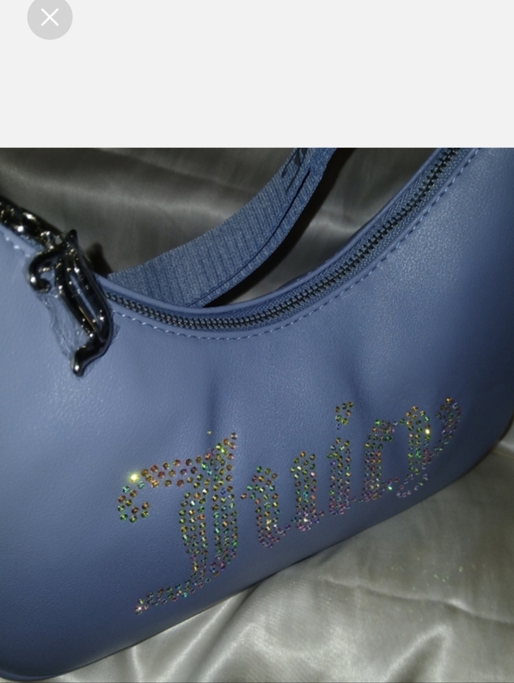 Juicy Couture Obsession Rhinestone Logo Crescent Crossbody Bag, Slate Blue - Picture 3 of 9